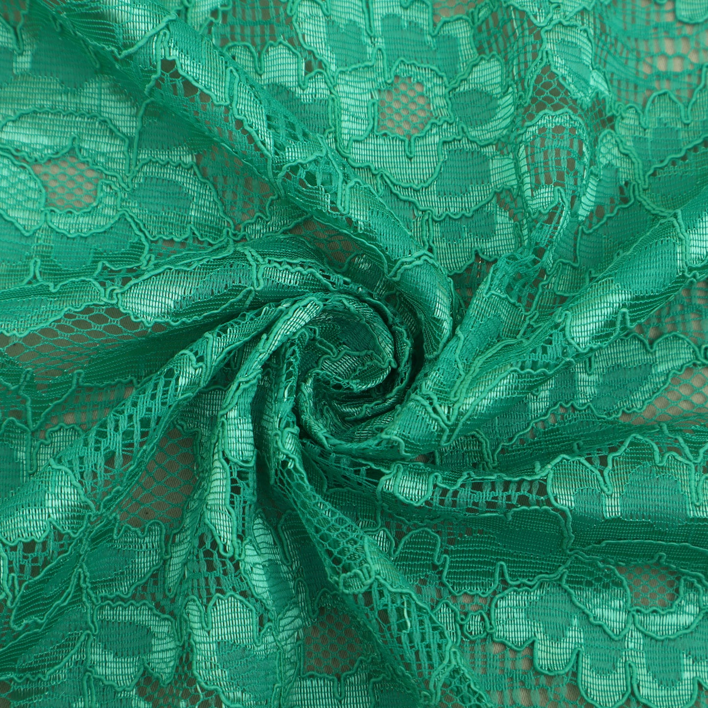 Green Color Chantilly Lace Fabric