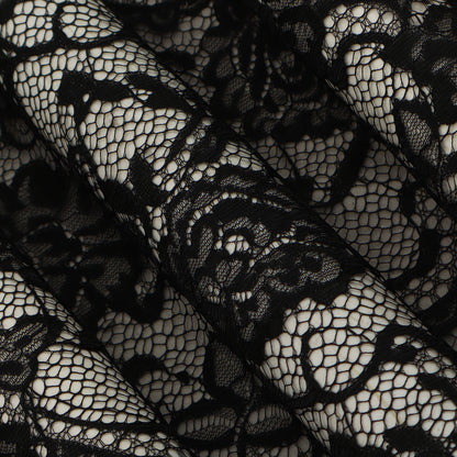 Black Color Chantilly Lace Fabric