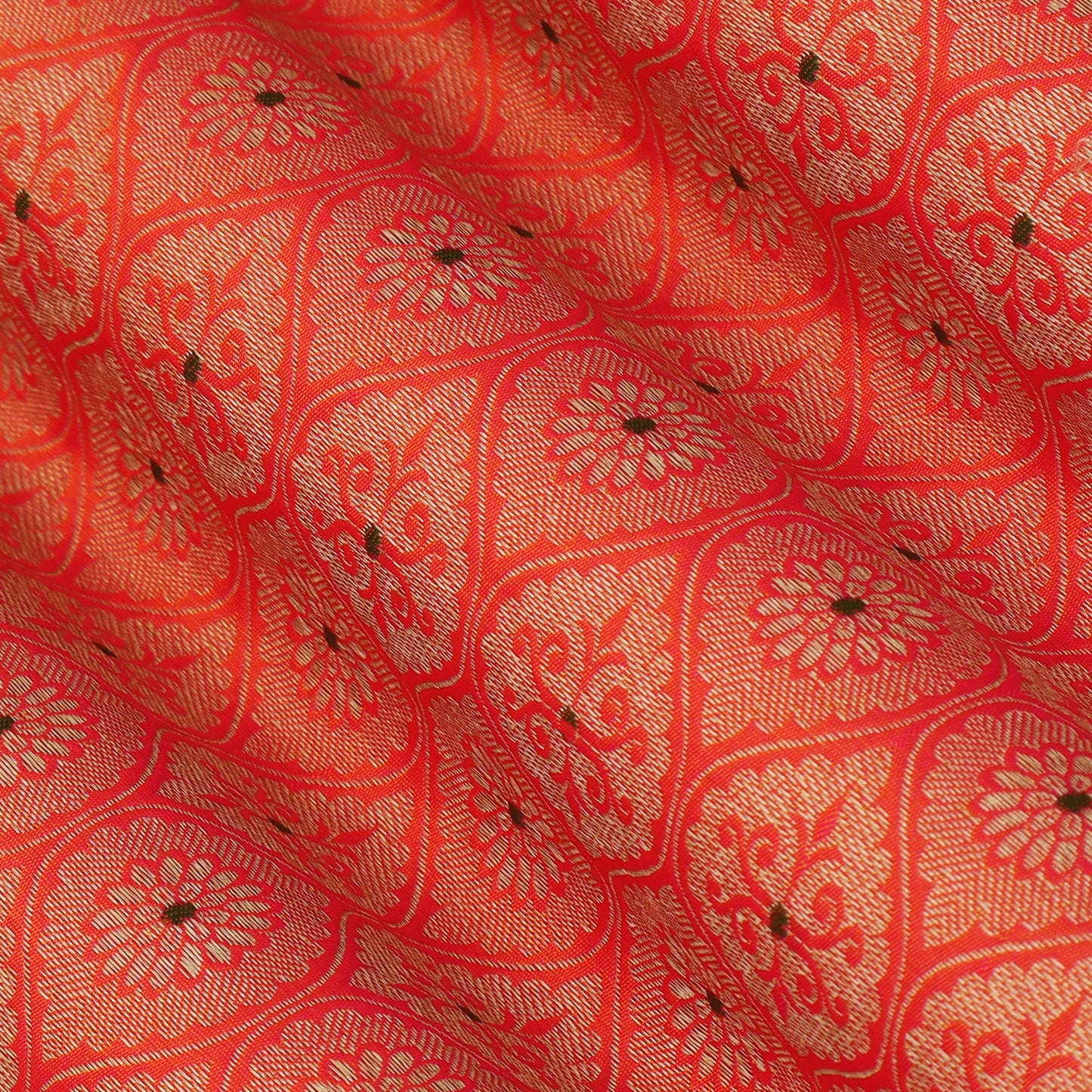 Peach Color Katan Meena Brocade Fabric