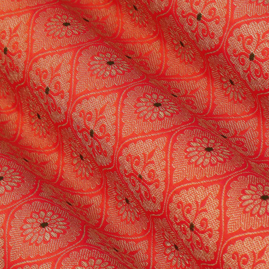 Peach Color Katan Meena Brocade Fabric