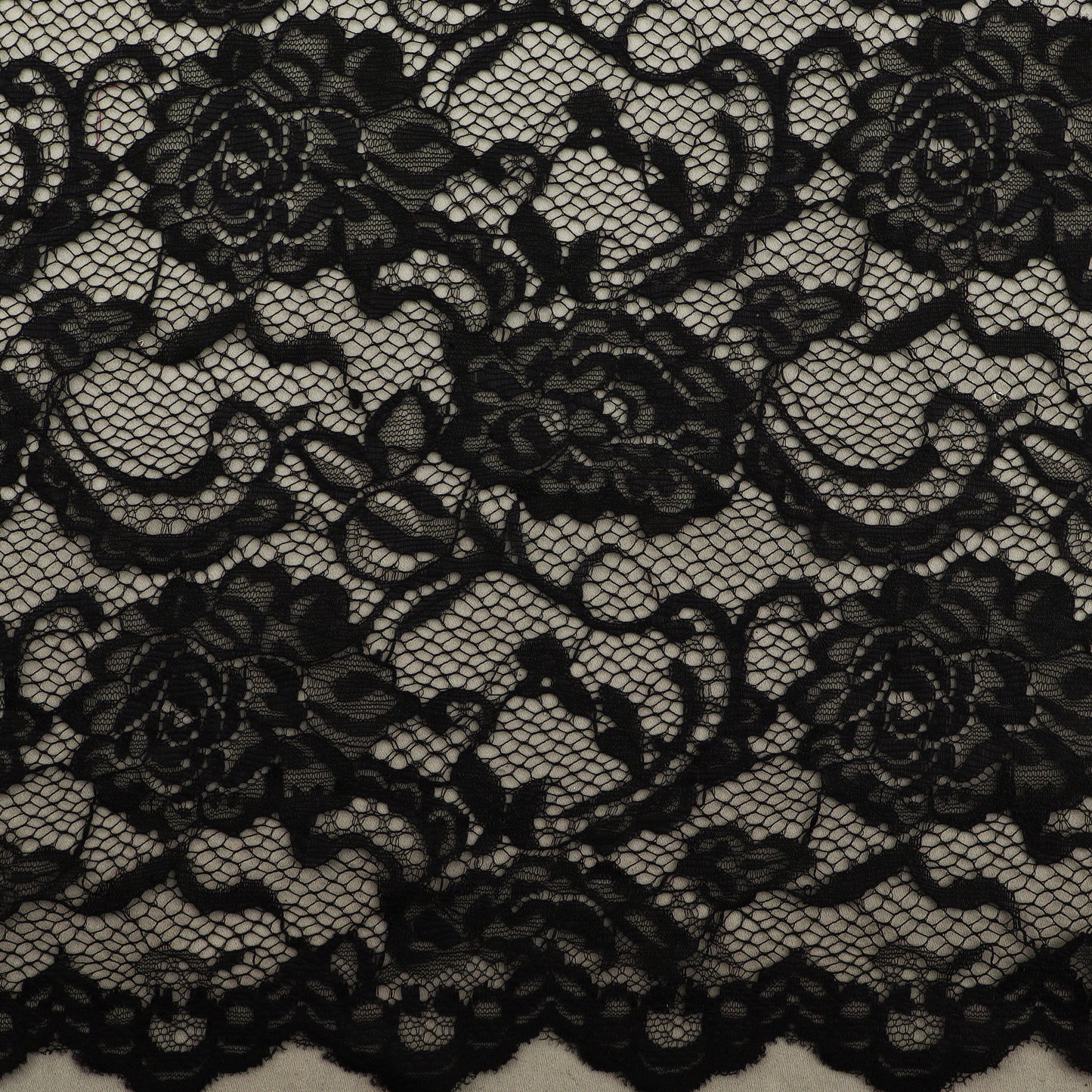 Black Color Chantilly Lace Fabric