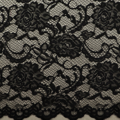 Black Color Chantilly Lace Fabric