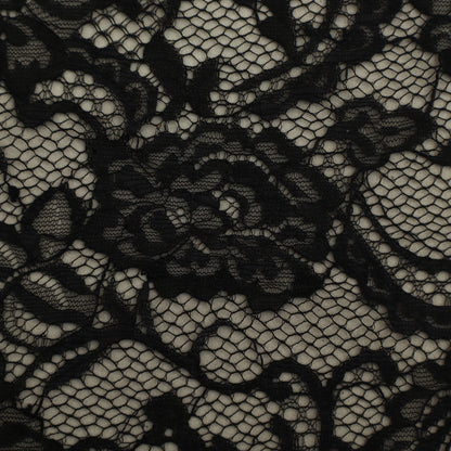 Black Color Chantilly Lace Fabric