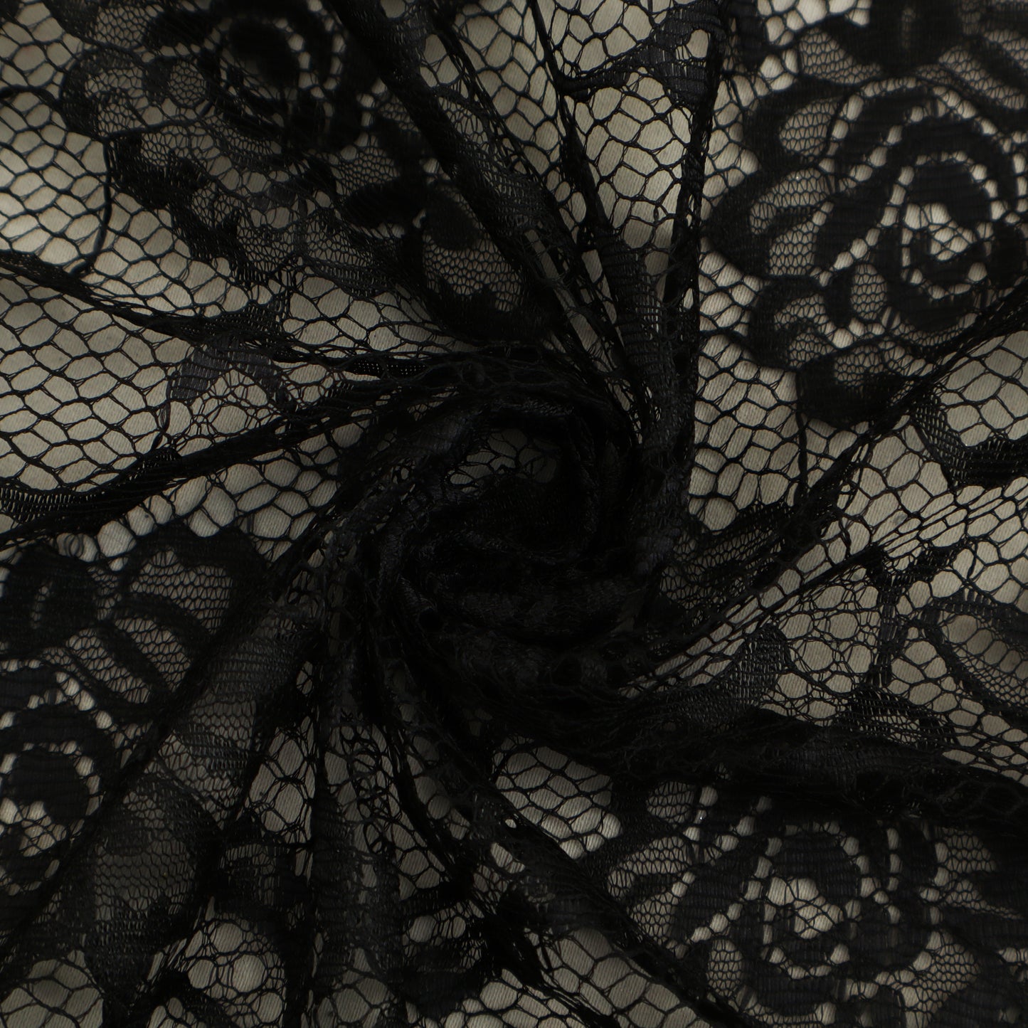 Black Color Chantilly Lace Fabric