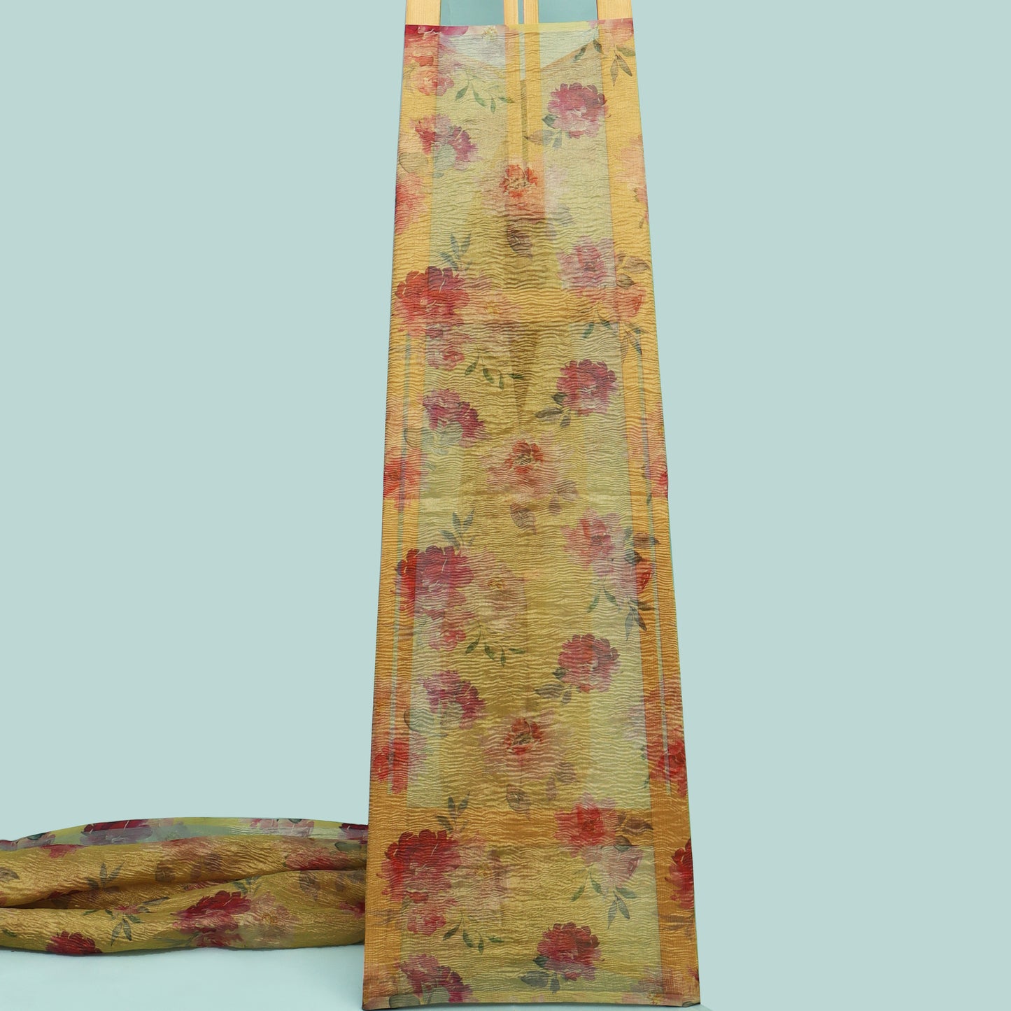 Yellow Color Crush Tissue Print Fabric