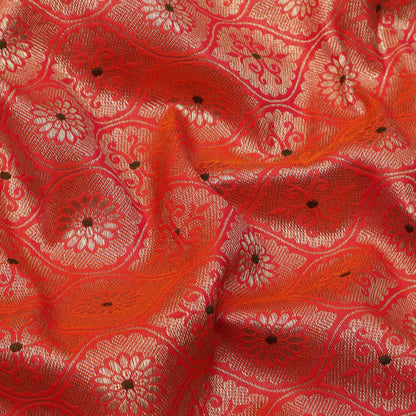 Peach Color Katan Meena Brocade Fabric