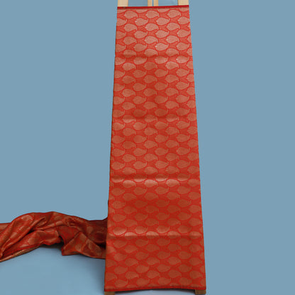 Orange Color Katan Meena Brocade Fabric