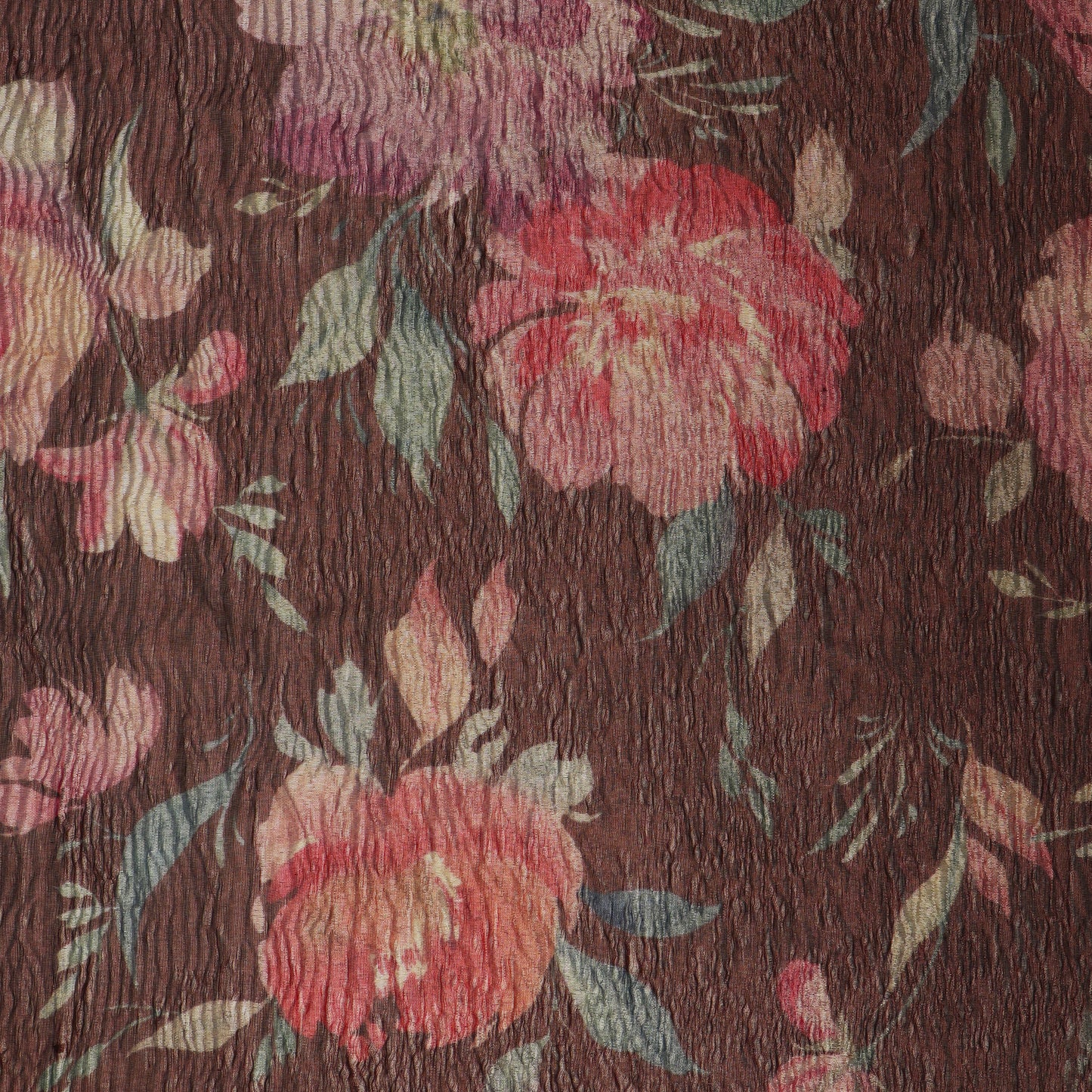 Brown Color Crush Tissue Print Fabric