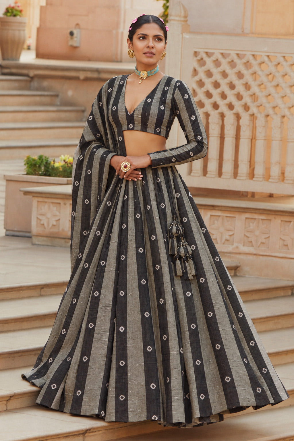Chanderi Patta Bandhani Print Fabric