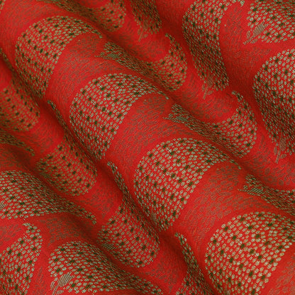 Orange Color Katan Meena Brocade Fabric