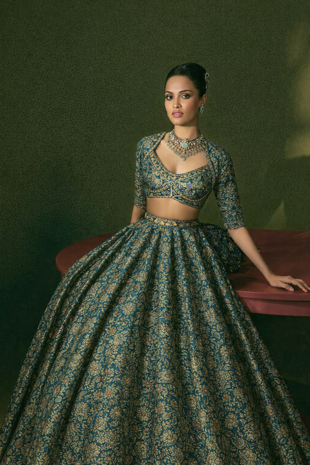 Traditional Meena Work Katan Brocade