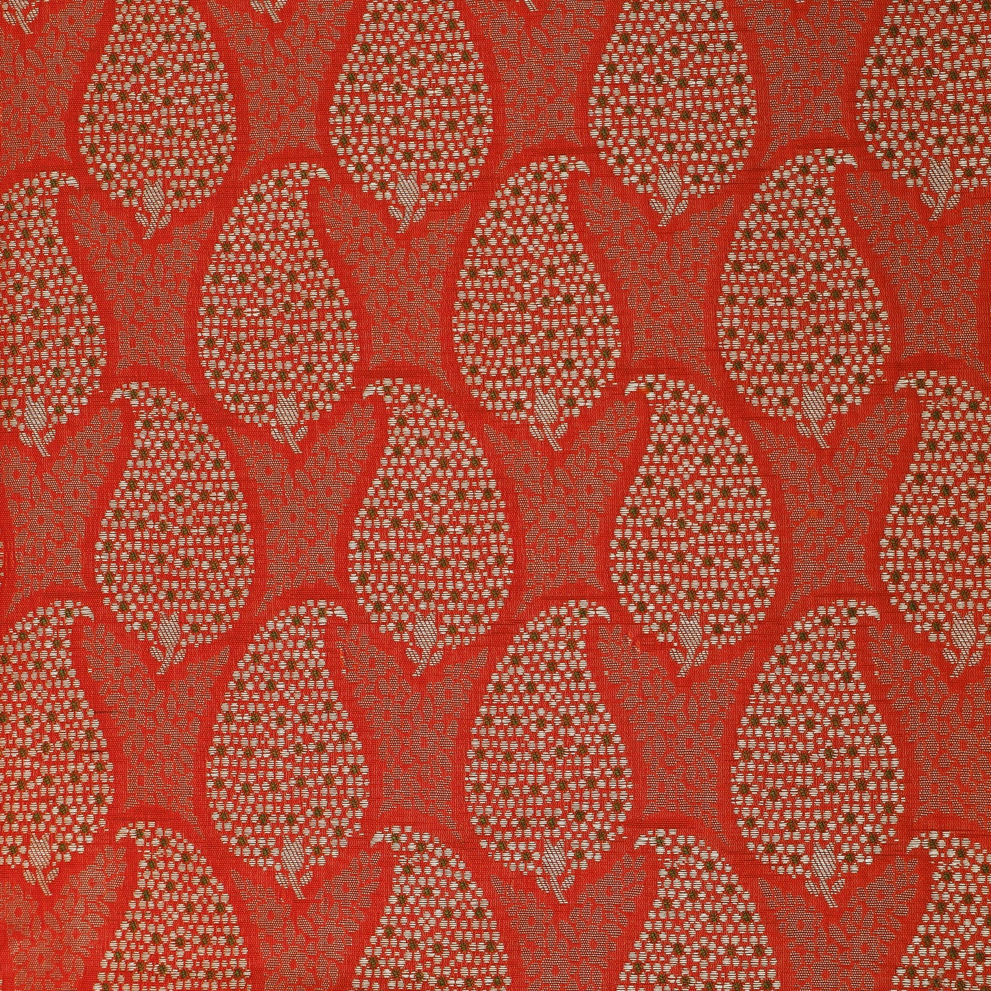Orange Color Katan Meena Brocade Fabric
