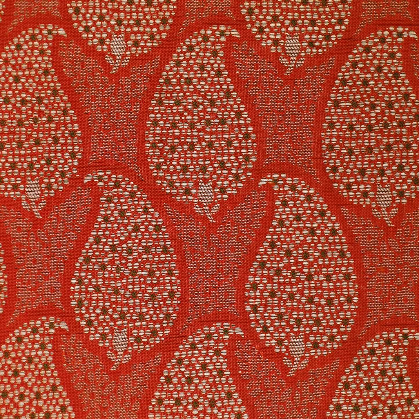 Orange Color Katan Meena Brocade Fabric