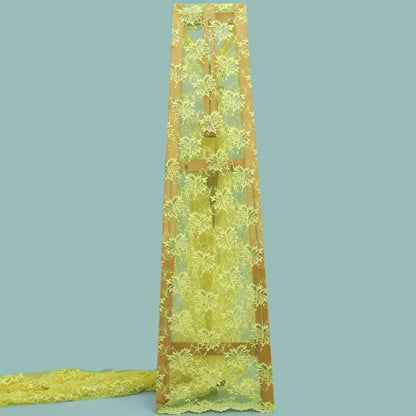 Yellow Color Chantilly Lace Fabric