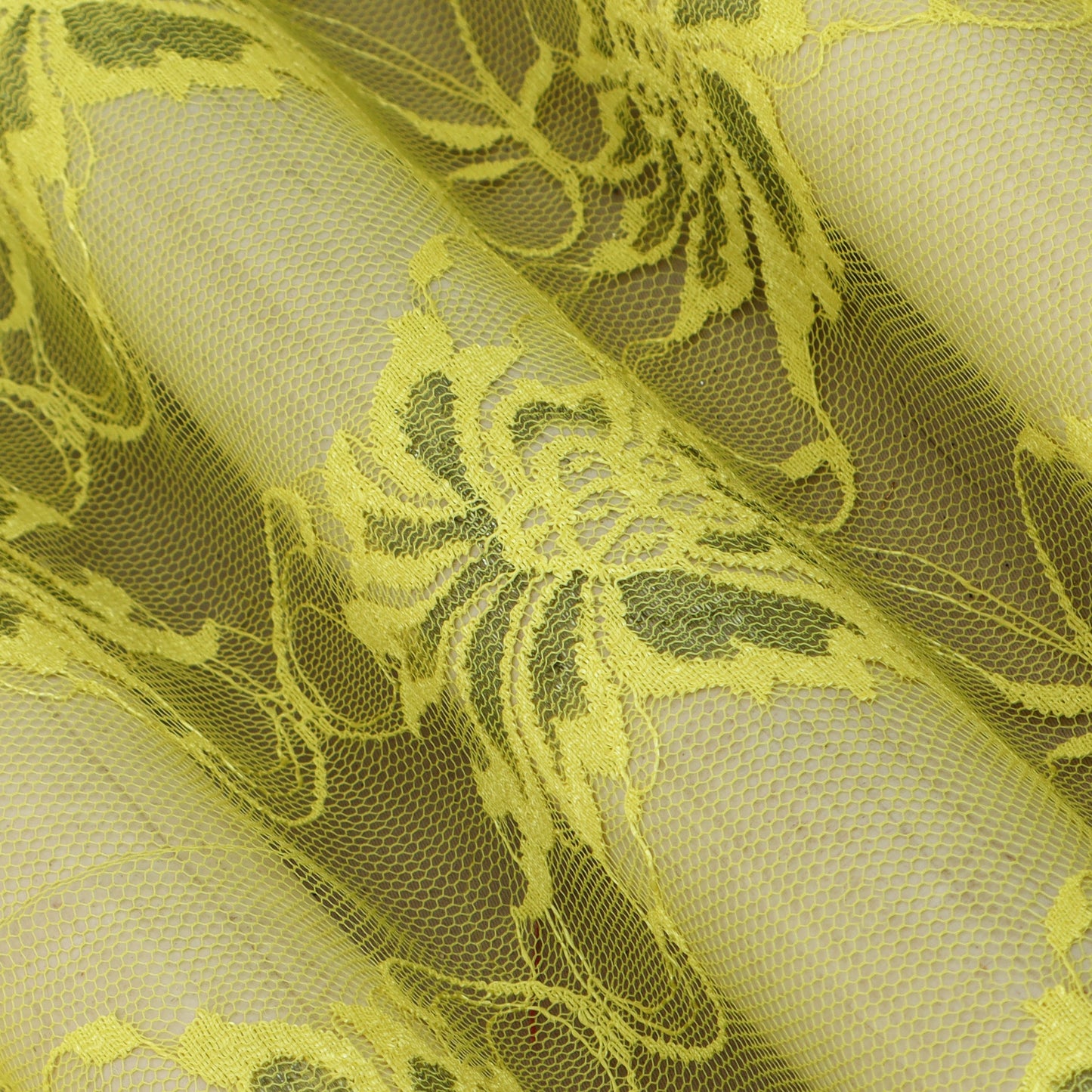 Yellow Color Chantilly Lace Fabric