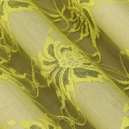 Yellow Color Chantilly Lace Fabric