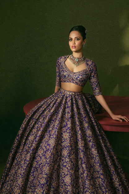 Traditional Meena Work Katan Brocade