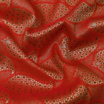 Orange Color Katan Meena Brocade Fabric