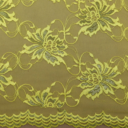 Yellow Color Chantilly Lace Fabric