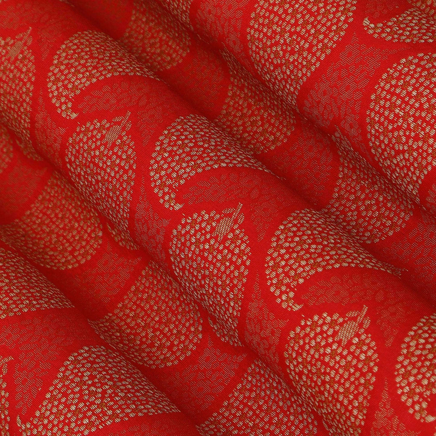 Red Color Katan Meena Brocade Fabric