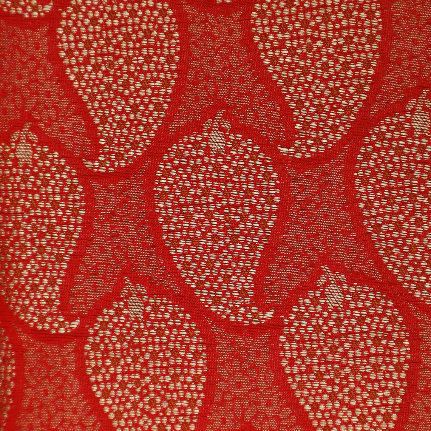 Red Color Katan Meena Brocade Fabric