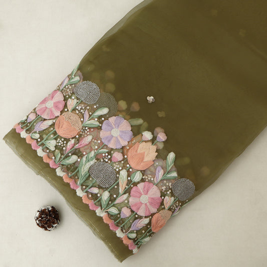 Pure Organza Hand Work Embroidery Fabric