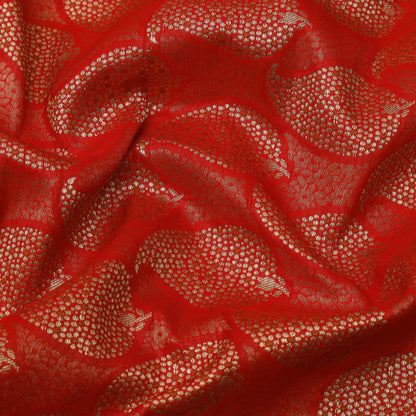 Red Color Katan Meena Brocade Fabric