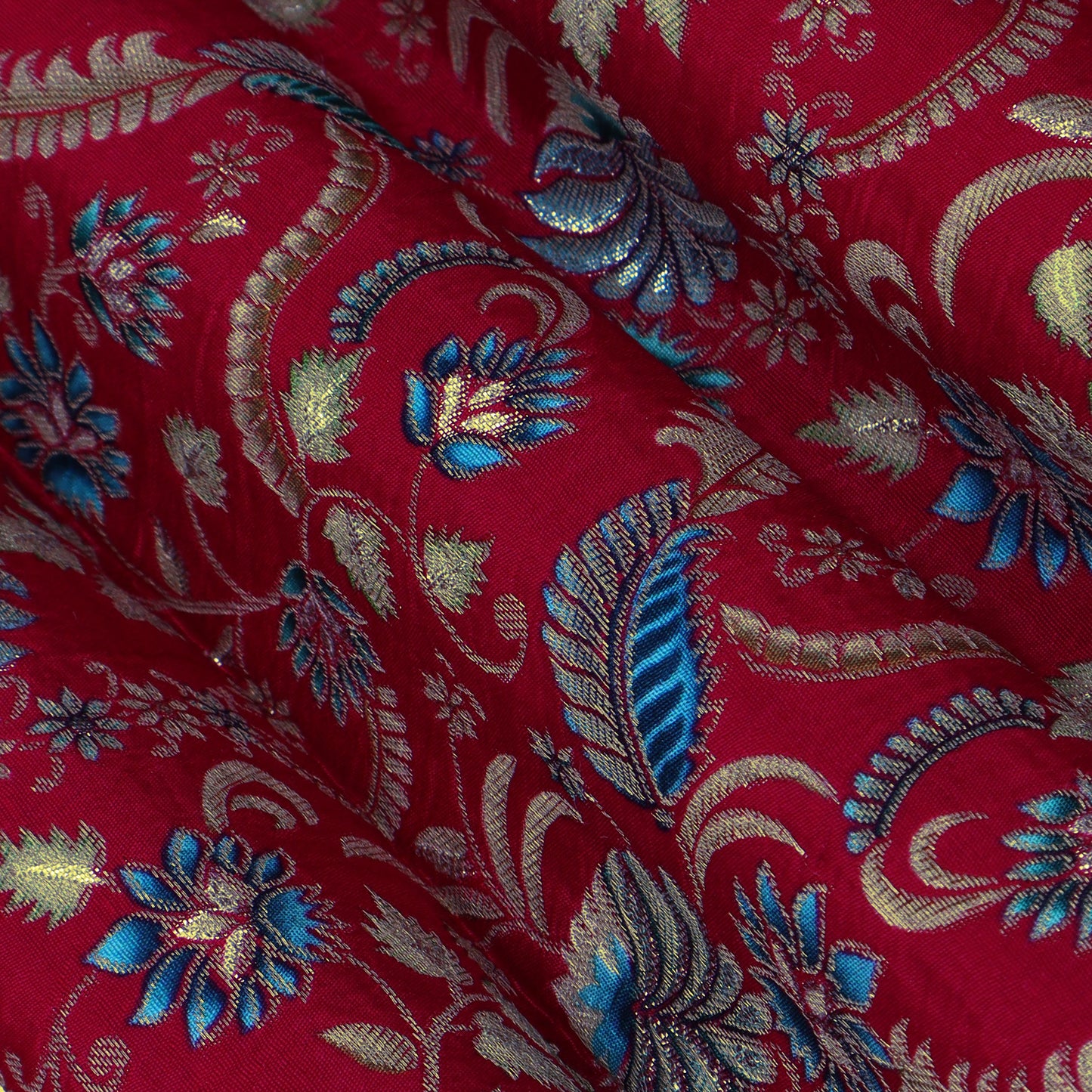 Rani Color Dola Silk Jaquard Floral Print Fabric