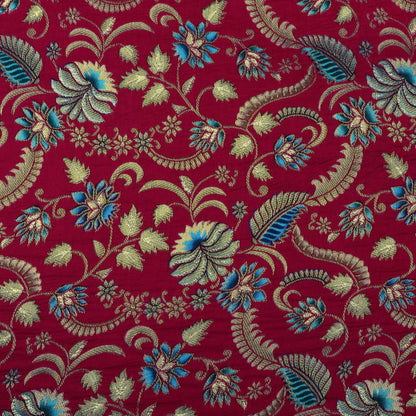 Rani Color Dola Silk Jaquard Floral Print Fabric