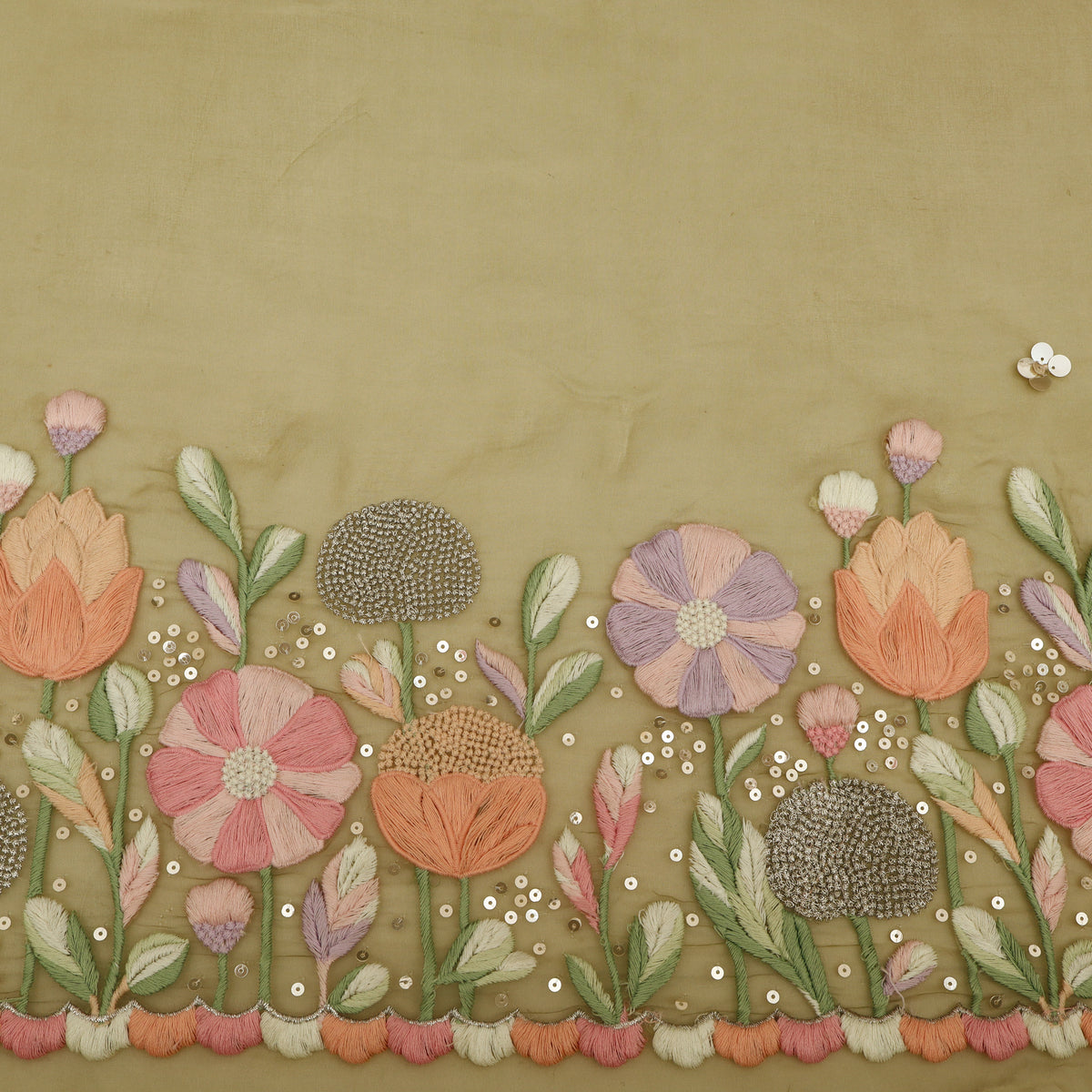 Pure Organza Hand Work Embroidery Fabric