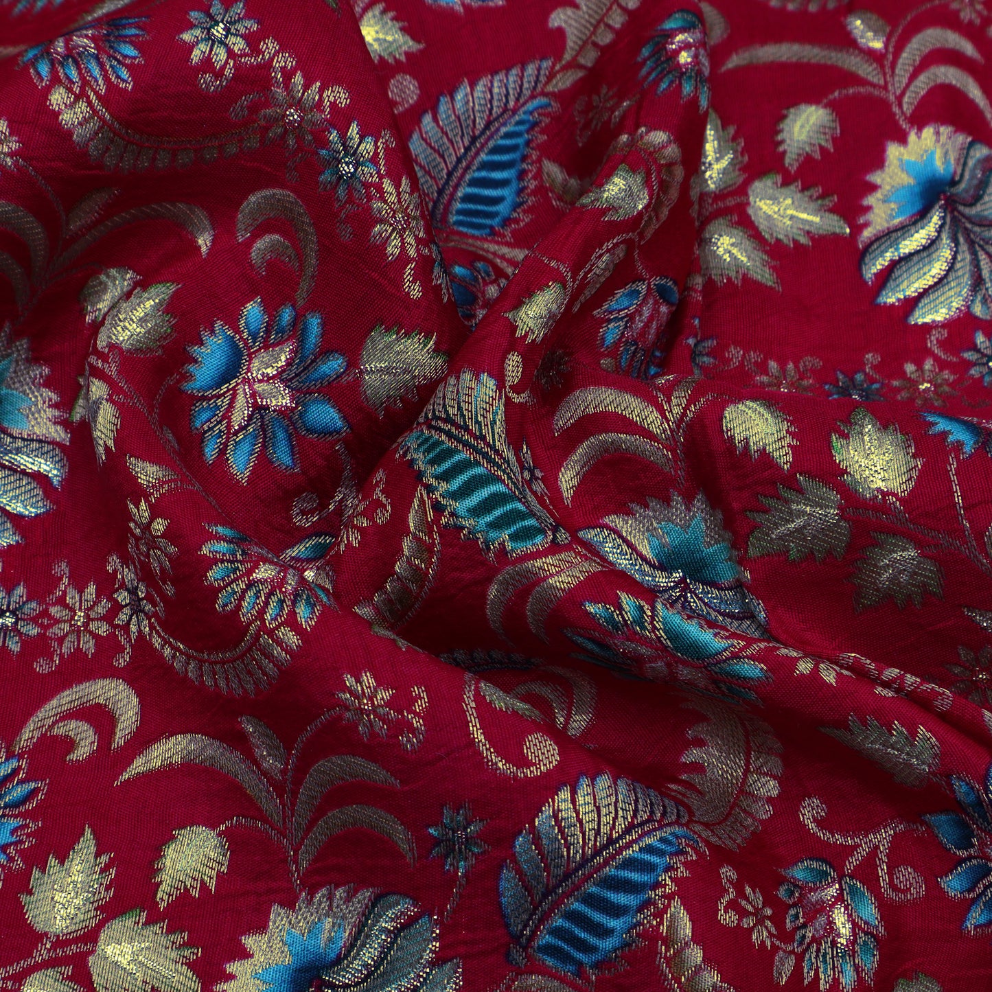 Rani Color Dola Silk Jaquard Floral Print Fabric