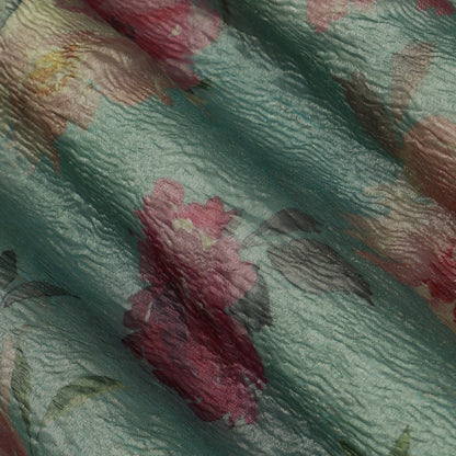 Sea Green Color Crush Tissue Print Fabric