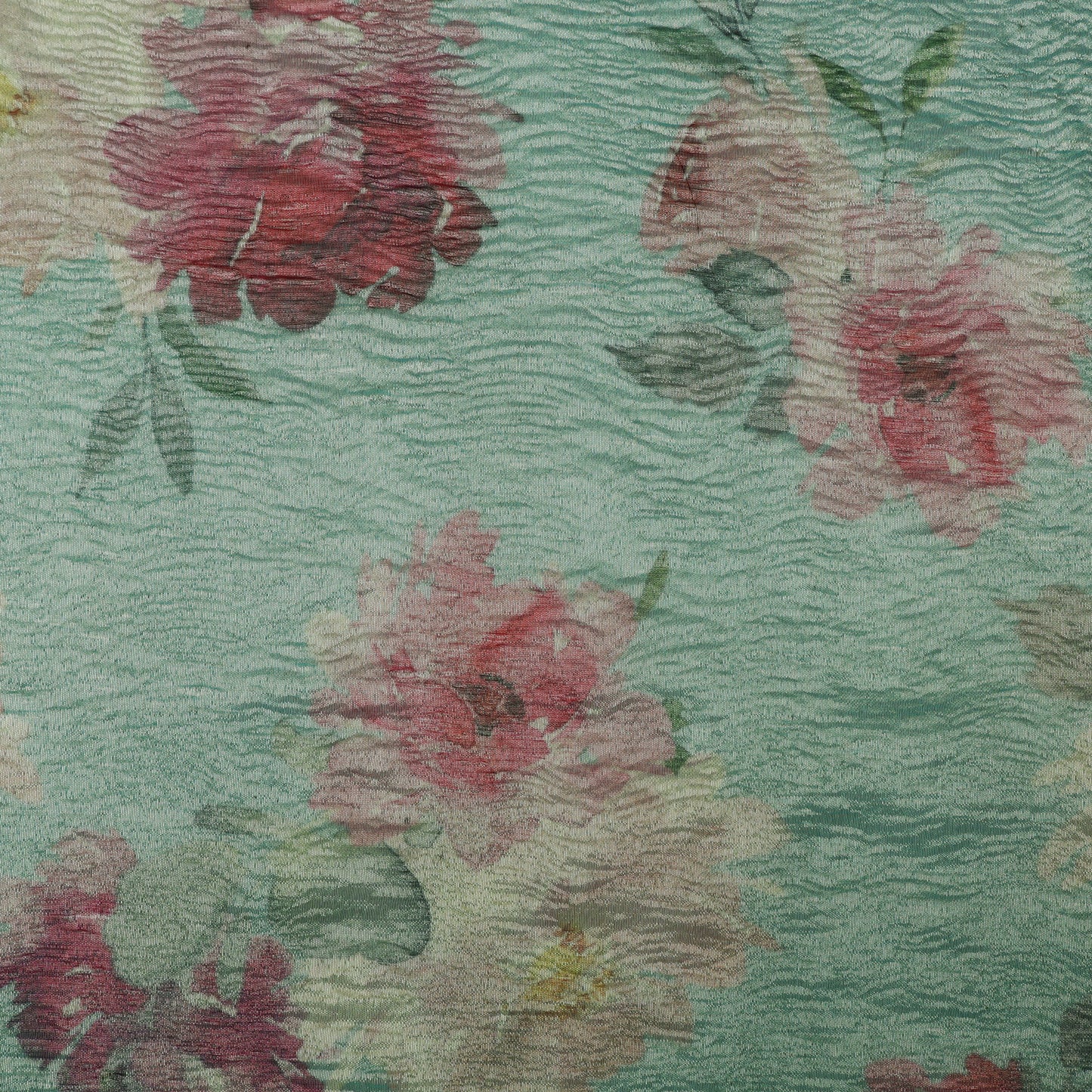 Sea Green Color Crush Tissue Print Fabric