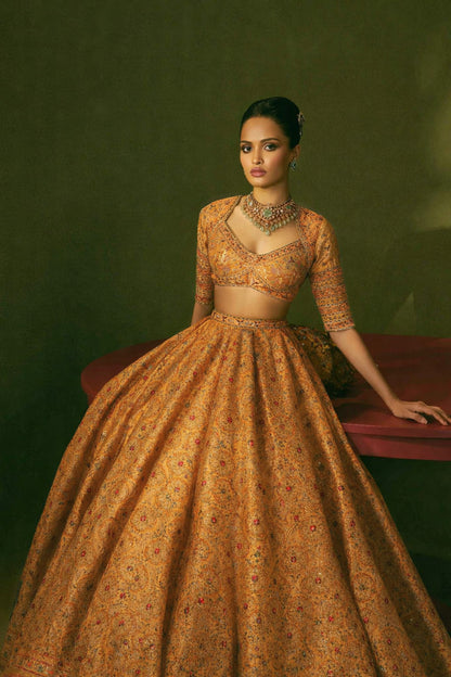 Traditional Meena Work Katan Brocade