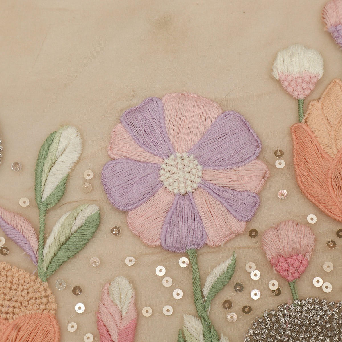 Pure Organza Hand Work Embroidery Fabric