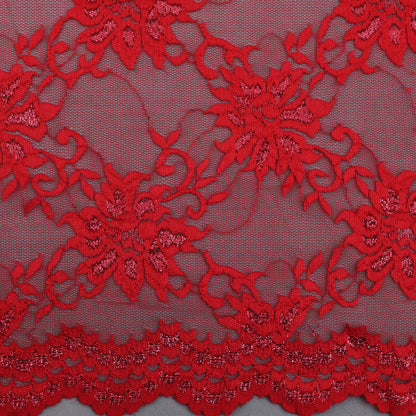 Red Color Chantilly Lace Fabric