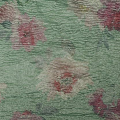 Green Color Crush Tissue Print Fabric