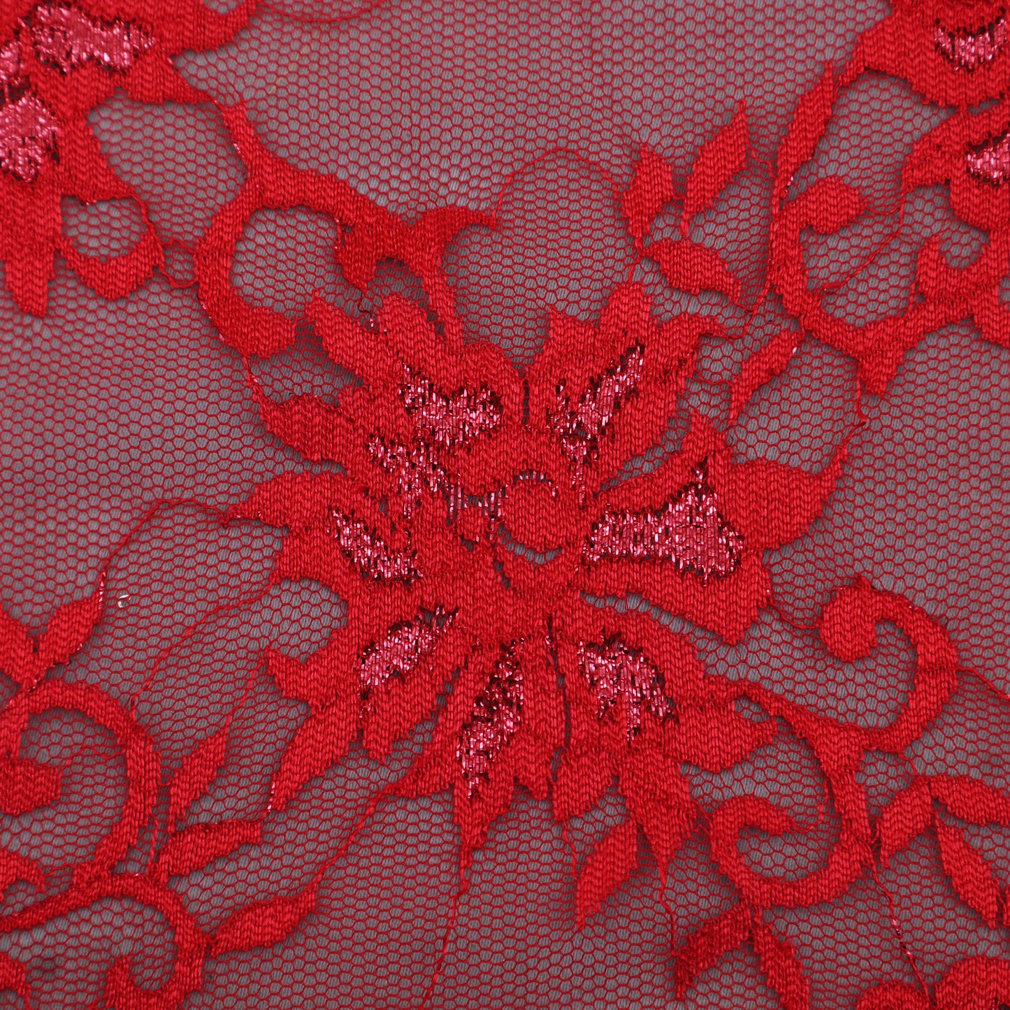 Red Color Chantilly Lace Fabric