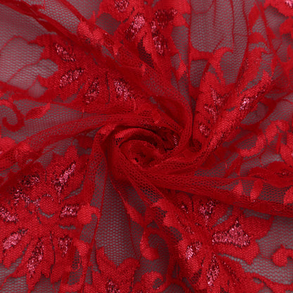 Red Color Chantilly Lace Fabric