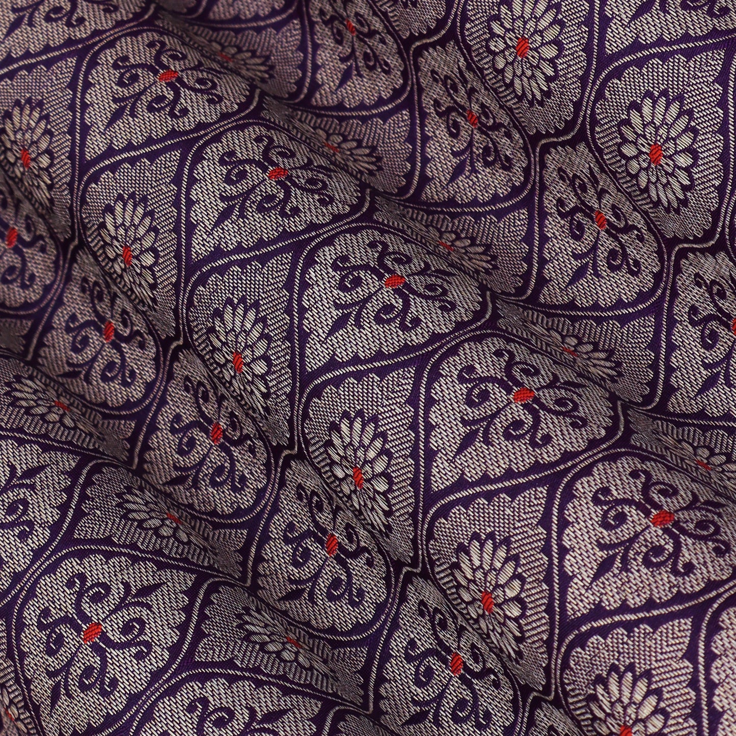 Purple Color Katan Meena Brocade Fabric