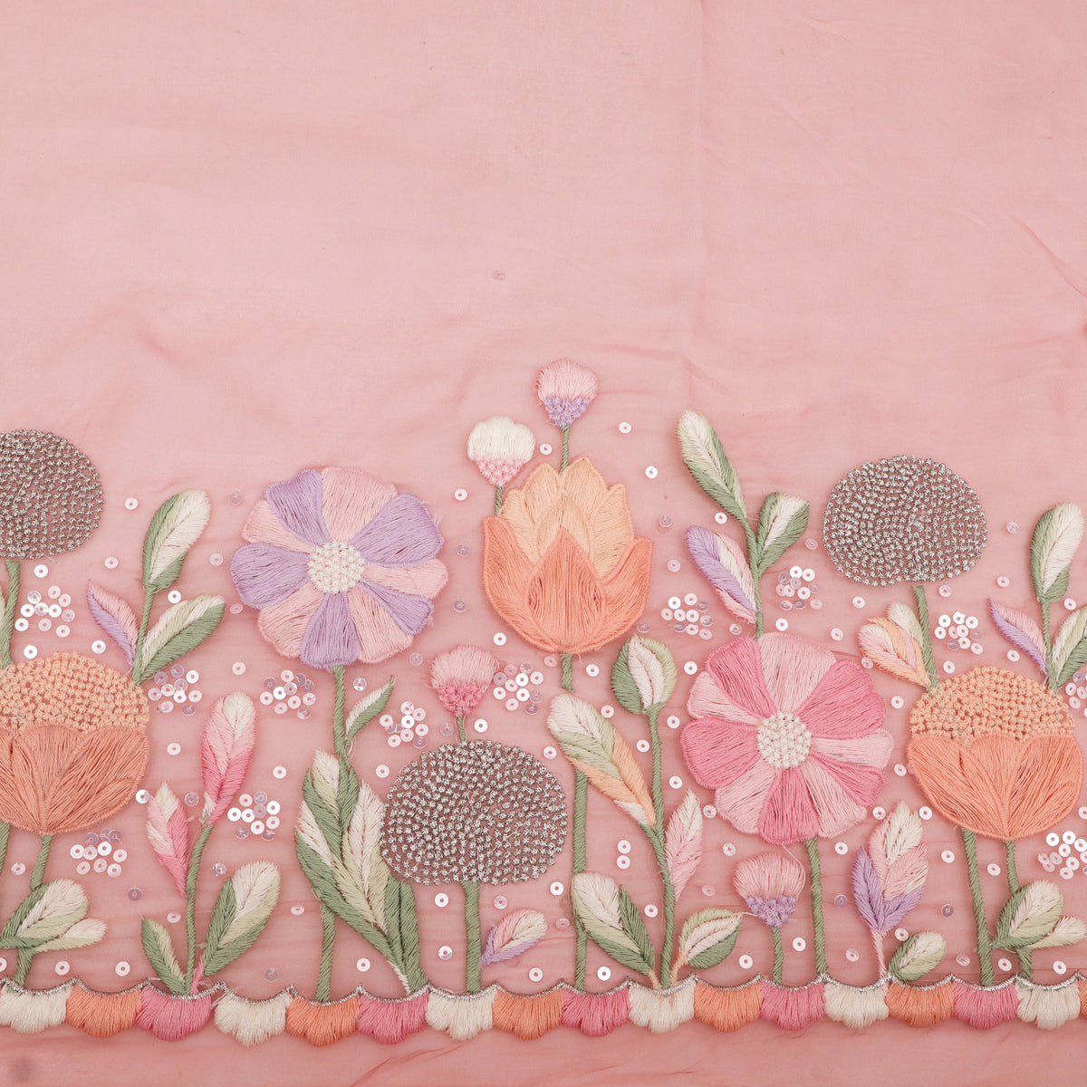 Pure Organza Hand Work Embroidery Fabric