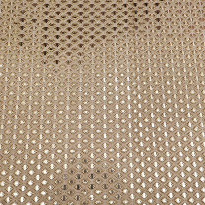 Close-up of a textured beige fabric with a diamond pattern