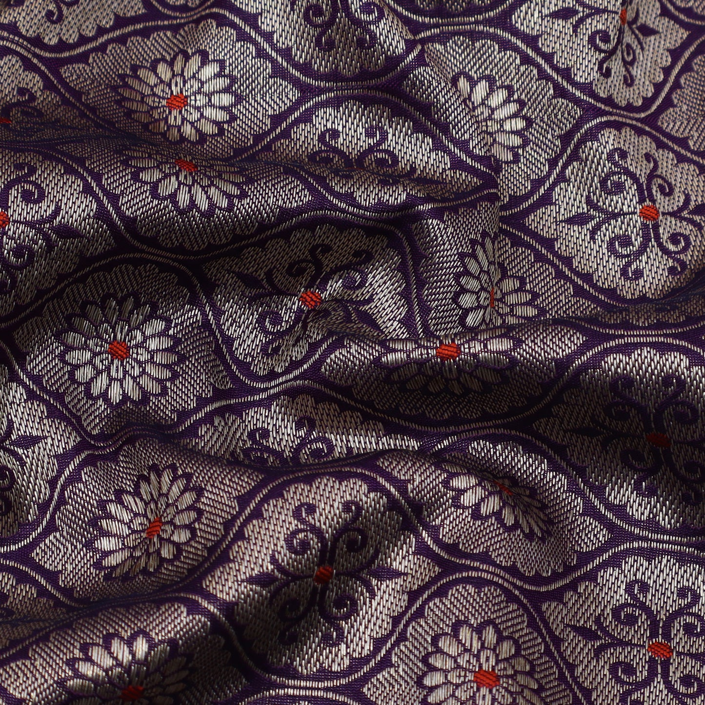 Purple Color Katan Meena Brocade Fabric