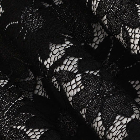 Black Color Chantilly Net Fabric