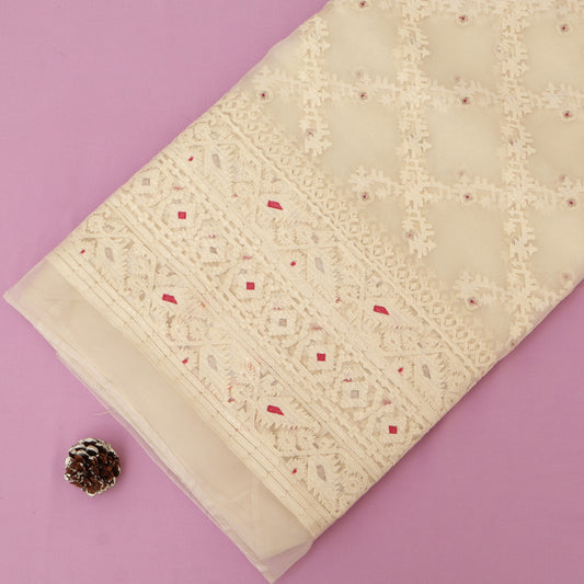 White Pure Organza Embroidery Fabric