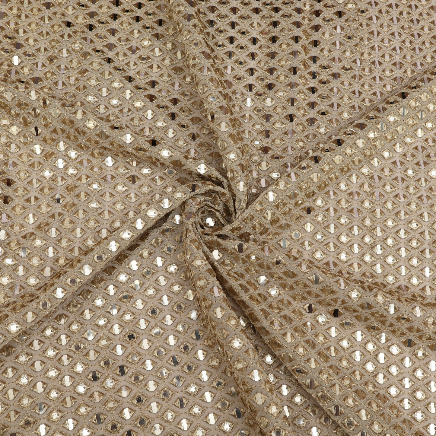 Close-up of beige fabric with a subtle pattern