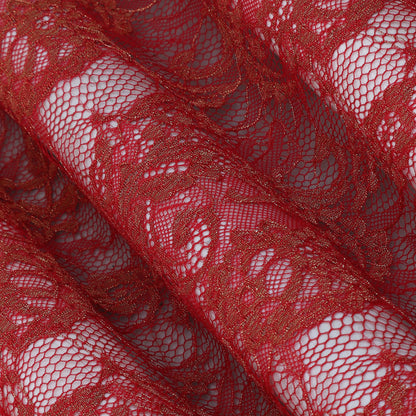 Red Color Chantilly Lace Fabric