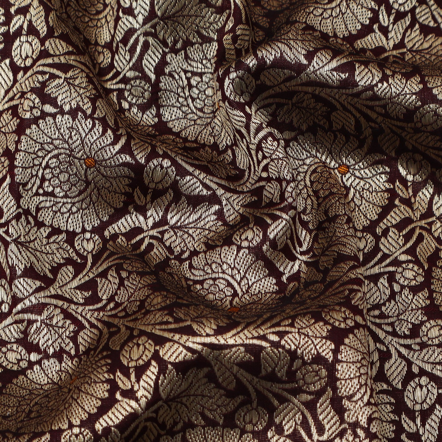 Maroon Color Katan Meena Brocade Fabric