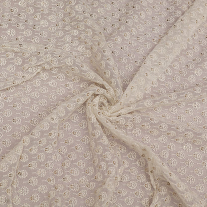 Floral patterned fabric with a subtle design on a gray background