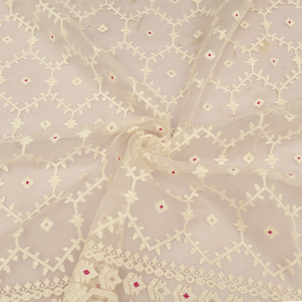 White Pure Organza Embroidery Fabric